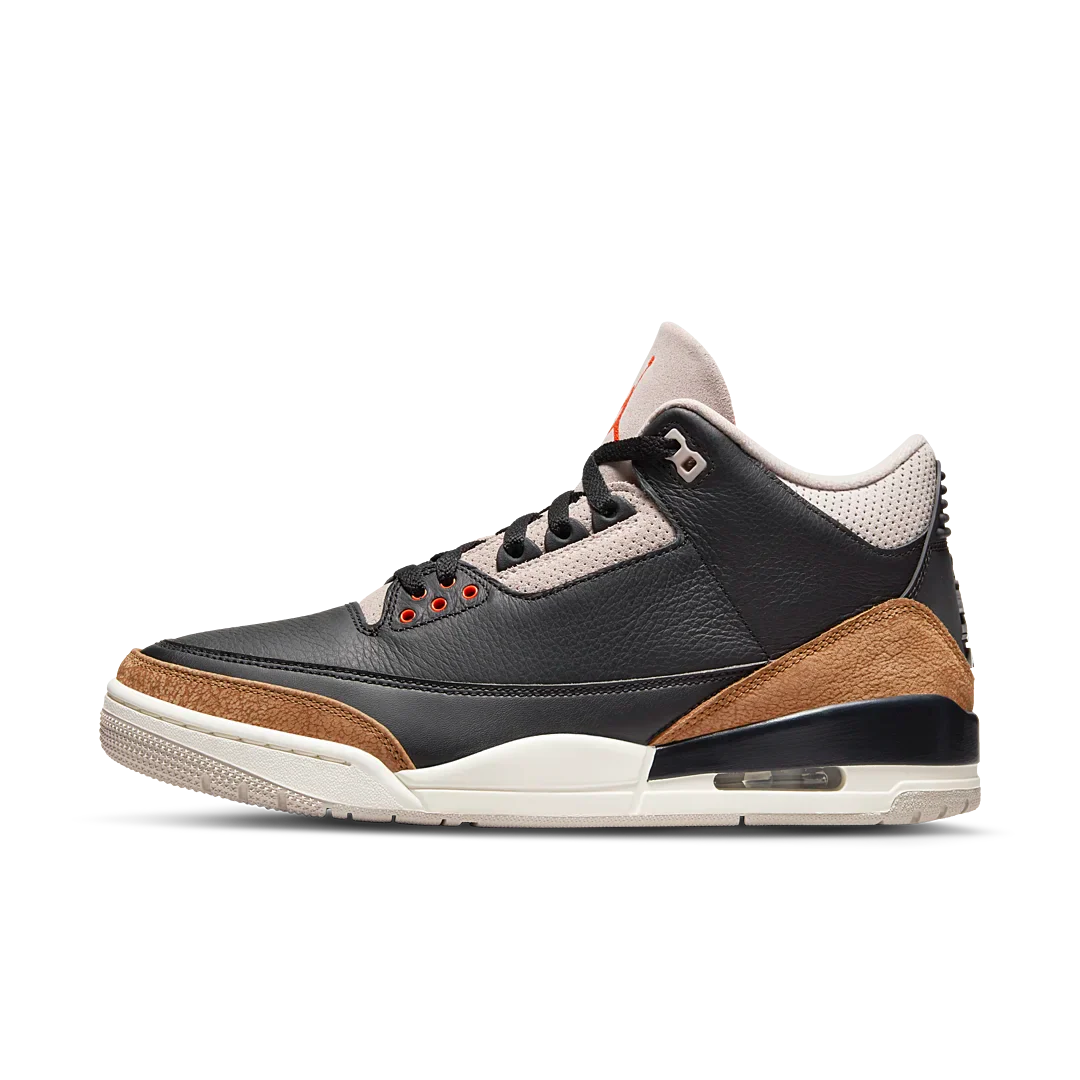 Air Jordan 3 Retro Desert Elephant, Black/Rush Orange/Fossil Stone/Sail (CT8532-008)