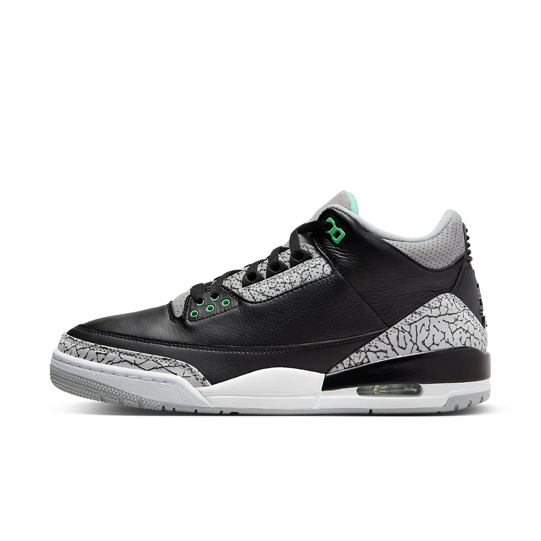 Air Jordan 3 Retro Green Glow, Black/Green Glow/Wolf Grey/White (CT8532-031 / DM0967-031)