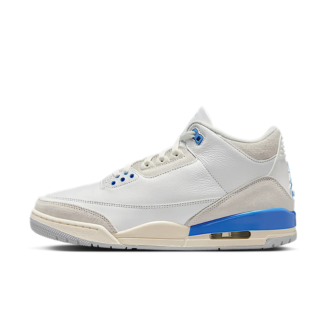 Air Jordan 3 Retro Lucky Shorts, Summit White/Hydrogen Blue-Legend Blue-Photon Dust-Pure Platinum-Sail (CT8532-101 / DM0967-101)