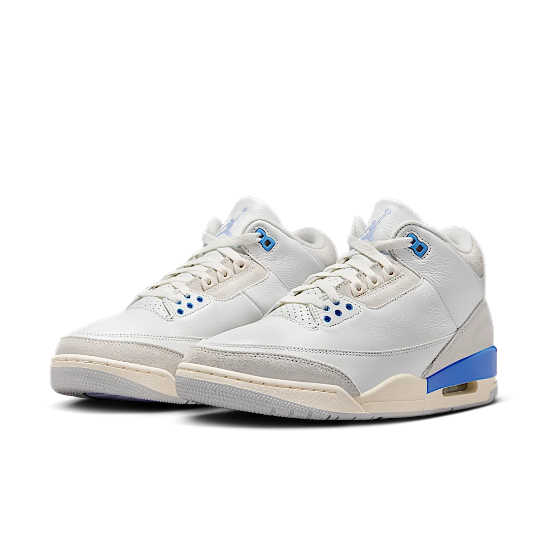 Air Jordan 3 Retro Lucky Shorts, Summit White/Hydrogen Blue-Legend Blue-Photon Dust-Pure Platinum-Sail (CT8532-101 / DM0967-101)