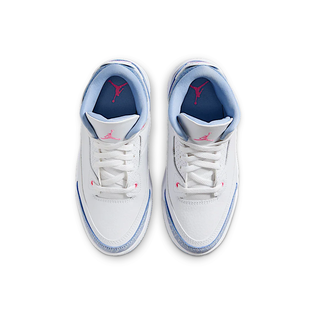 Air Jordan 3 Retro White Cobalt Bliss (PS), White/Cobalt Bliss/Football Grey/Pink Glow (HQ0783-101)