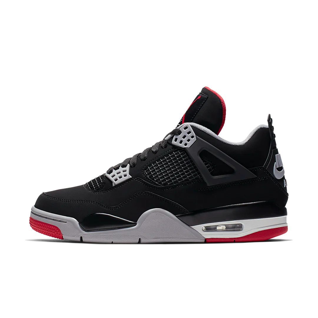 Air Jordan 4 Retro Bred (2019), Black/Fire Red-Cement Grey-Summit White (308497-060 / 408452-060)