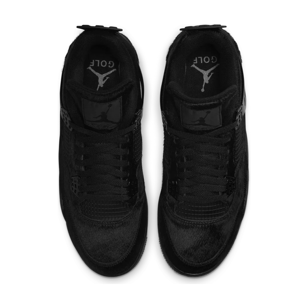 Air Jordan 4 Retro Golf Black Cat Pony Hair, Black/Cement Grey (CU9981-001)