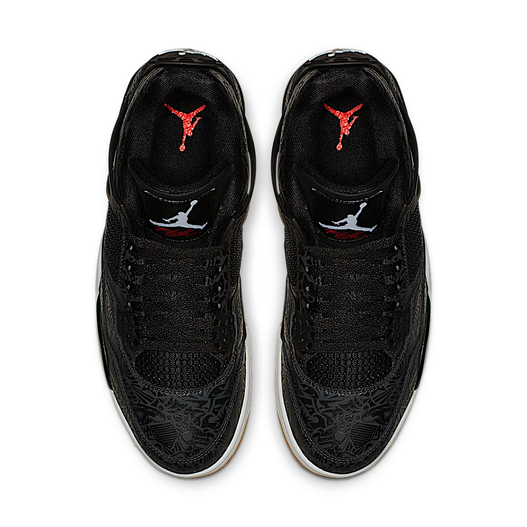 Air Jordan 4 Retro Laser Black Gum, Black/White-Gum Light Brown-University Red (CI1184-001)