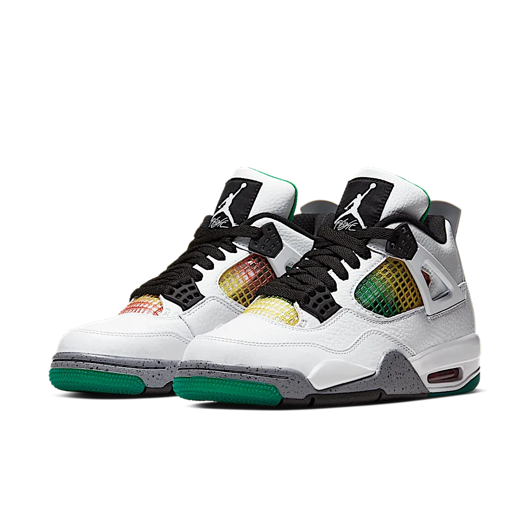 Air Jordan 4 Retro Lucid Green Rasta, White/University Red-Lucid Green-Black (AQ9129-100)