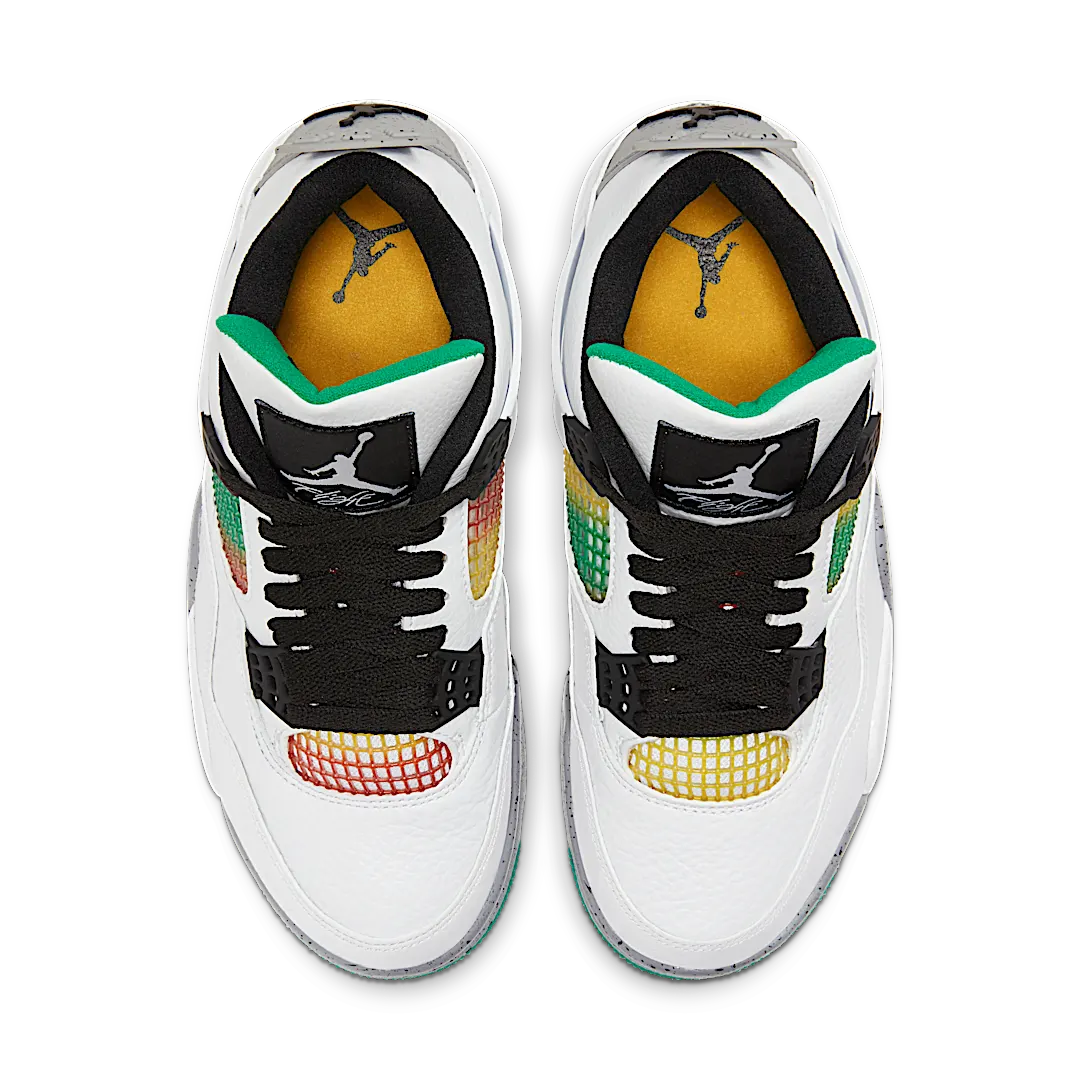 Air Jordan 4 Retro Lucid Green Rasta, White/University Red-Lucid Green-Black (AQ9129-100)