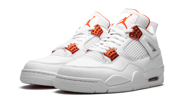 Air Jordan 4 Retro Metallic Orange, White/Metallic Silver-Team Orange (CT8527-118)