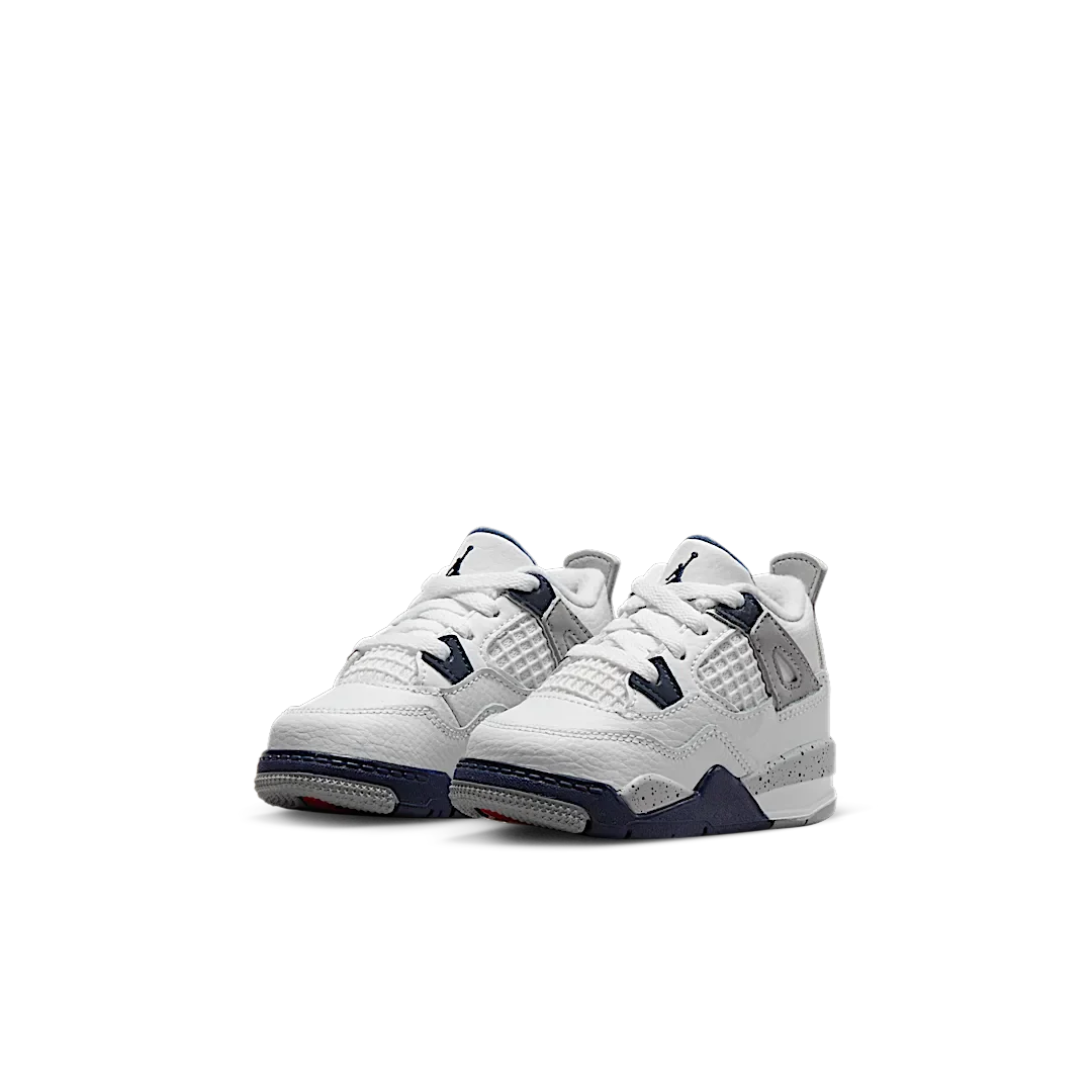 Air Jordan 4 Retro Midnight Navy (TD), White/Midnight Navy/Light Smoke Grey/Fire Red (BQ7670-140)