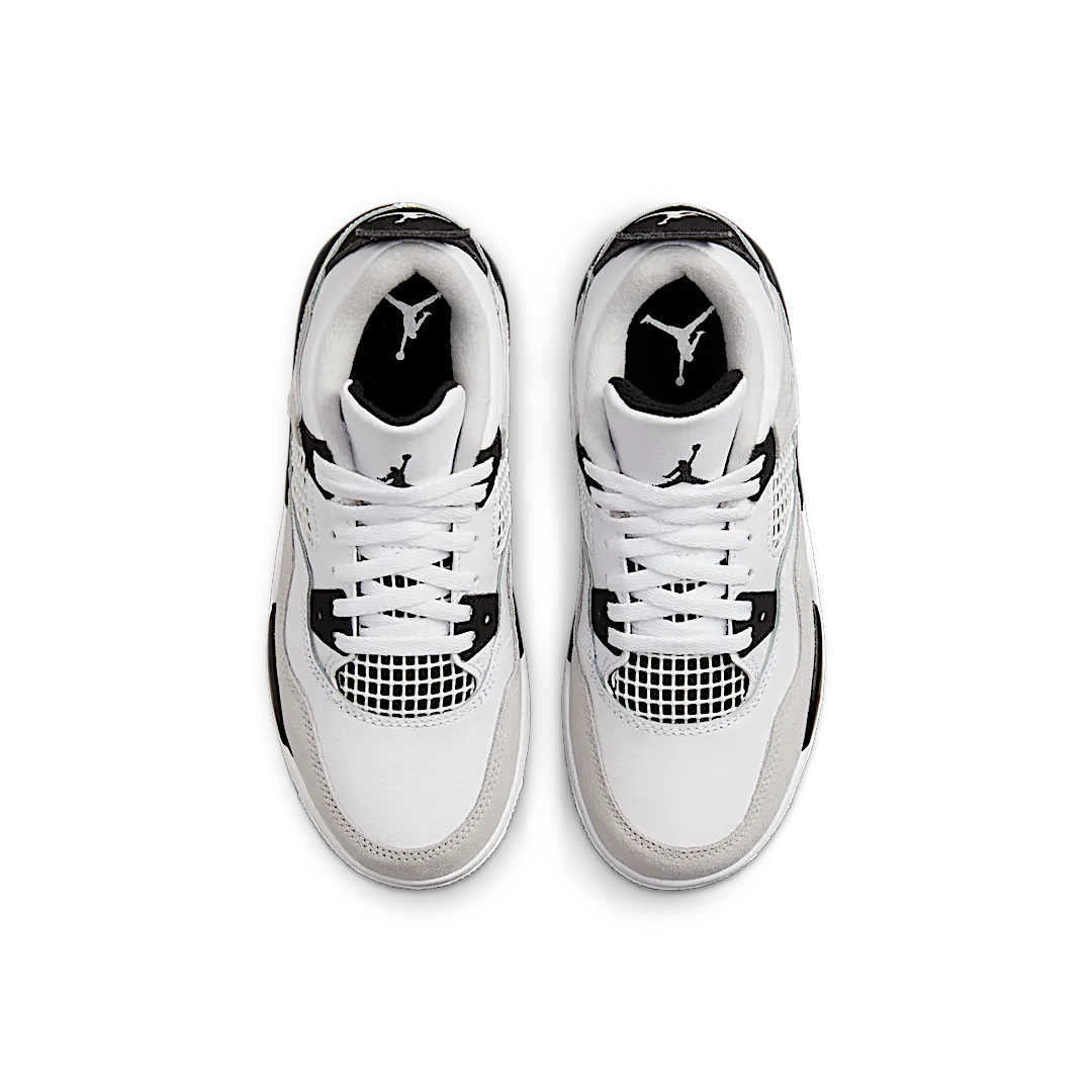 Air Jordan 4 Retro Military Black (PS), White/Black-Neutral Grey (BQ7669-111)