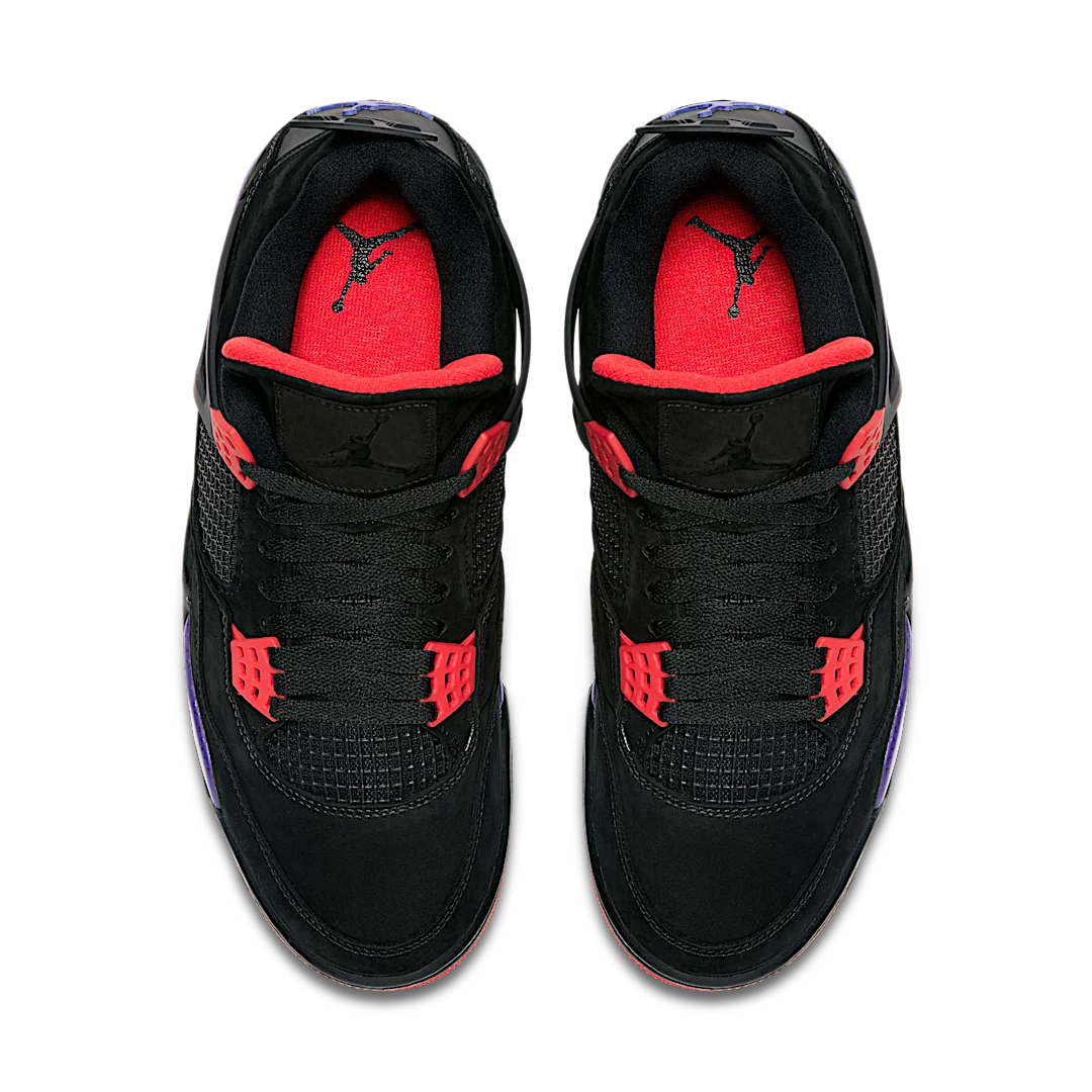 Air Jordan 4 Retro Raptors (2018), Black/Court Purple-University Red (AQ3816-065)