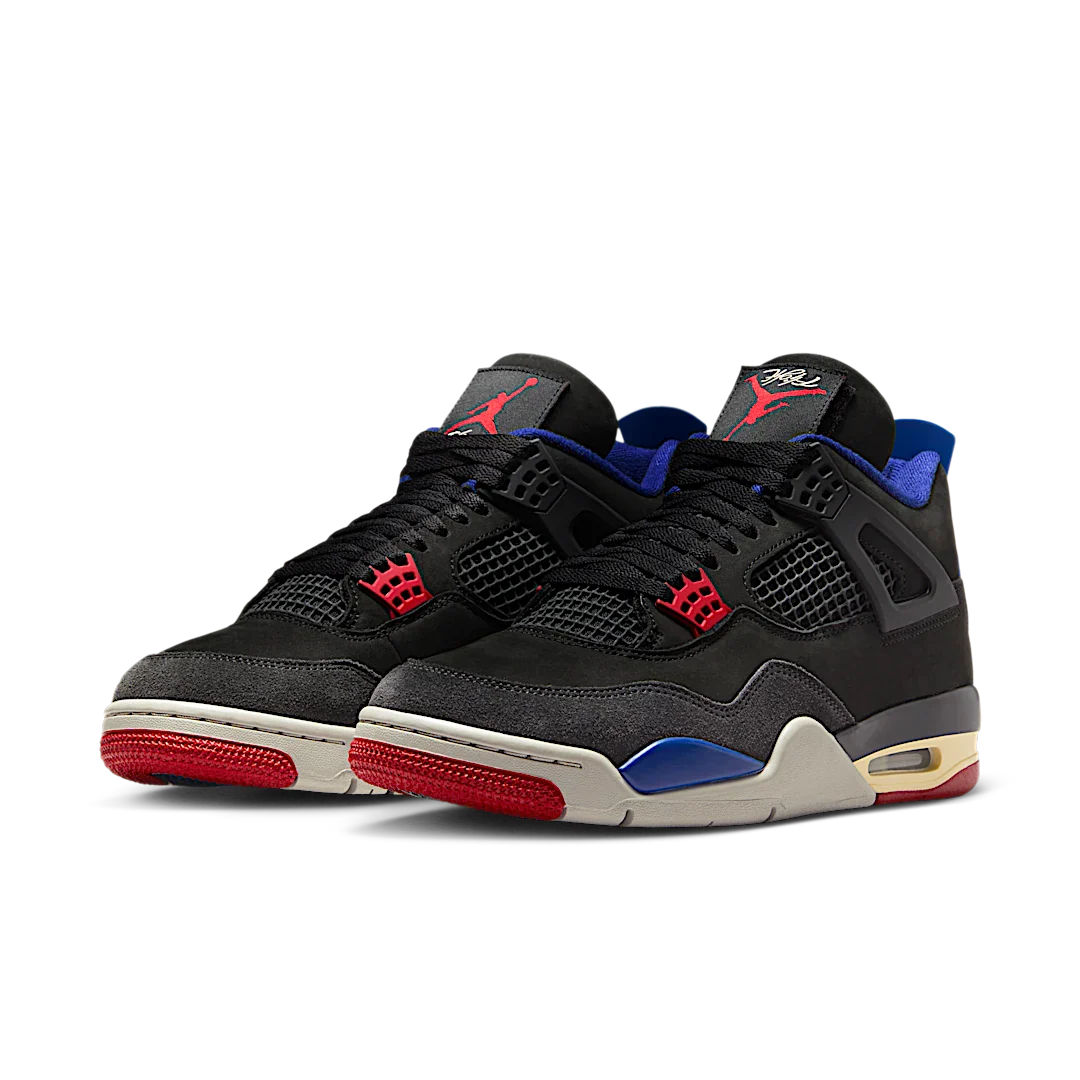 Air Jordan 4 Retro Rare Air, Black/Fire Red/Deep Royal Blue/Dark Smoke Grey/Tech Grey (FV5029-003 / IB4171-003)