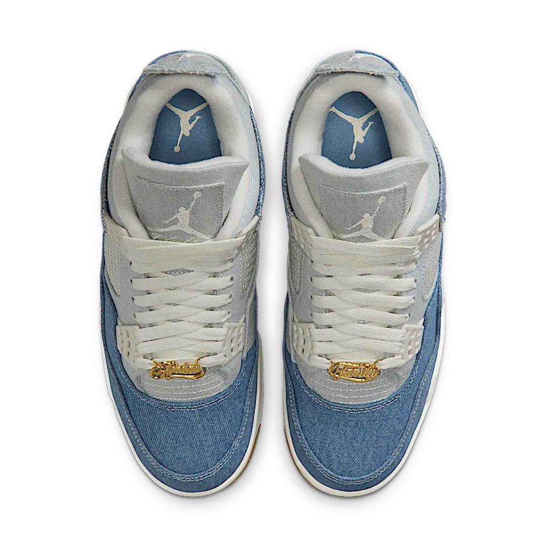 Air Jordan 4 Retro TEX Denim Worn Blue, Sail/Gum Light Brown-Worn Blue-Sail-Metallic Gold (IB6716-100)