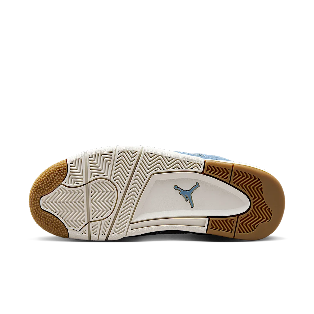 Air Jordan 4 Retro TEX Denim Worn Blue, Sail/Gum Light Brown-Worn Blue-Sail-Metallic Gold (IB6716-100)