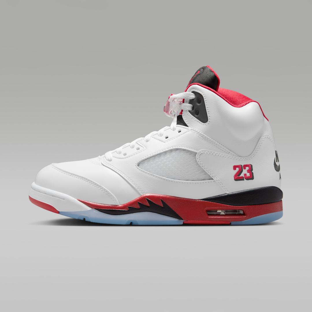 Air Jordan 5 Retro Fire Red Black Tongue (2025), White/Fire Red/Black (HQ7978-101)