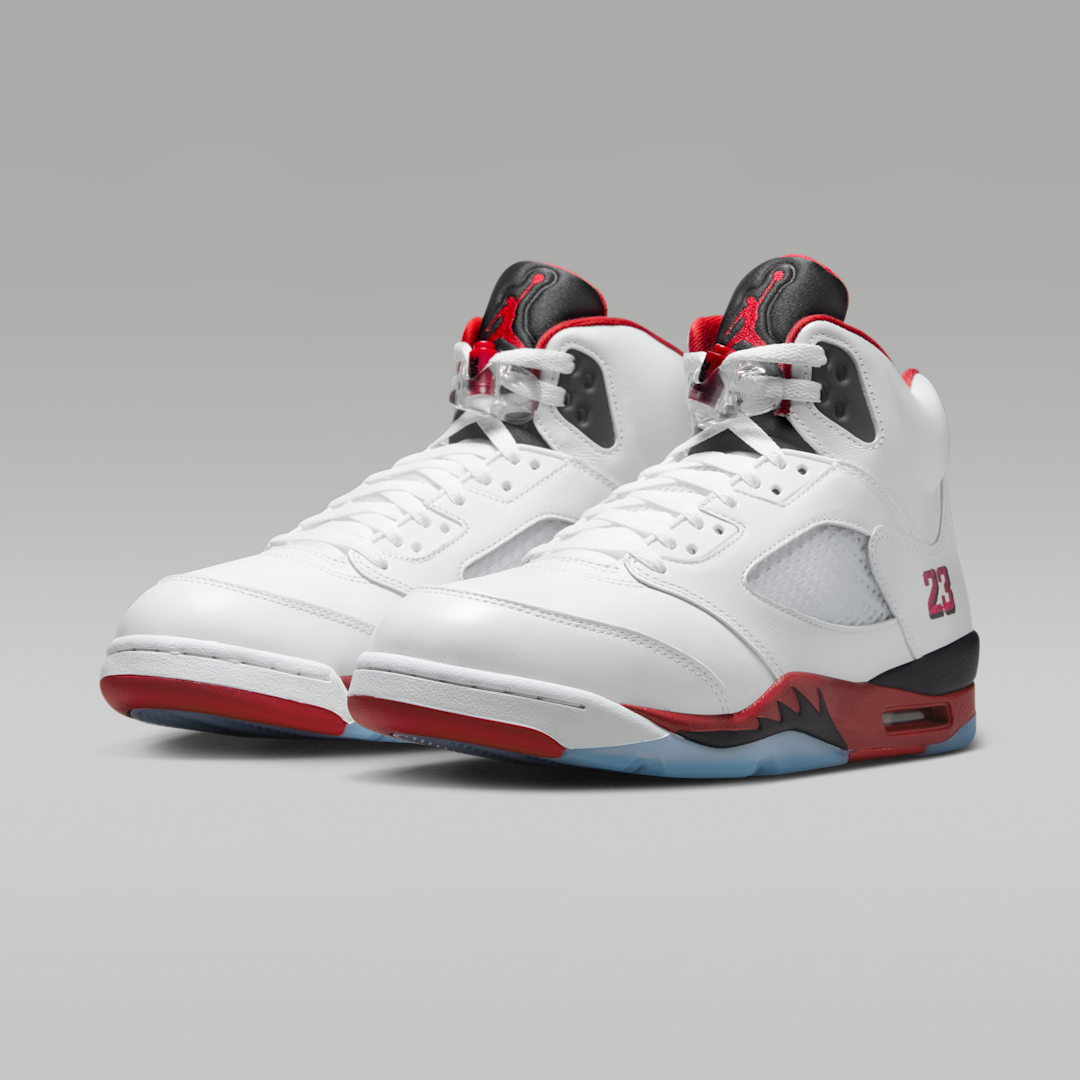 Air Jordan 5 Retro Fire Red Black Tongue (2025), White/Fire Red/Black (HQ7978-101)