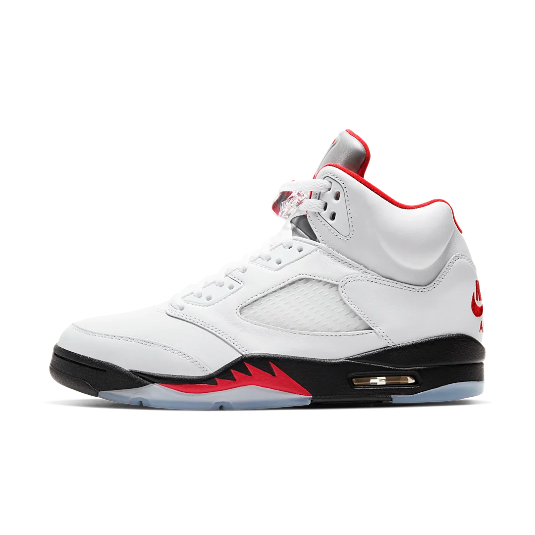 Air Jordan 5 Retro Fire Red Silver Tongue (2020), White/Black-Metallic Silver-Fire Red (DA1911-102 / 440888-102)