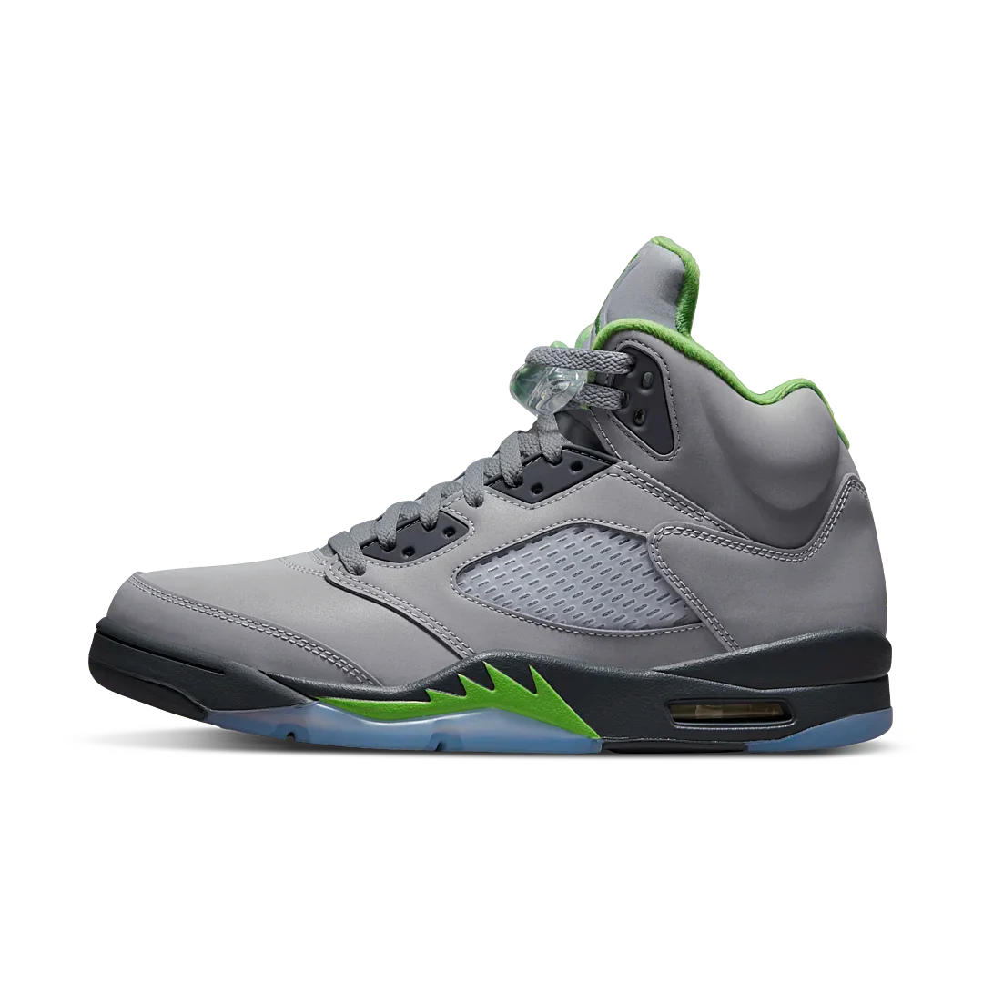 Air Jordan 5 Retro Green Bean (2022), Silver/Green Bean-Flint Grey (DM9014-003 / DQ3734-003)