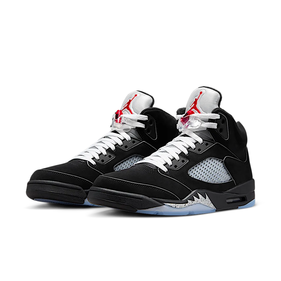 Air Jordan 5 Retro OG Black Metallic Reimagined, Black/White-Metallic Silver-Fire Red (HF3975-001)