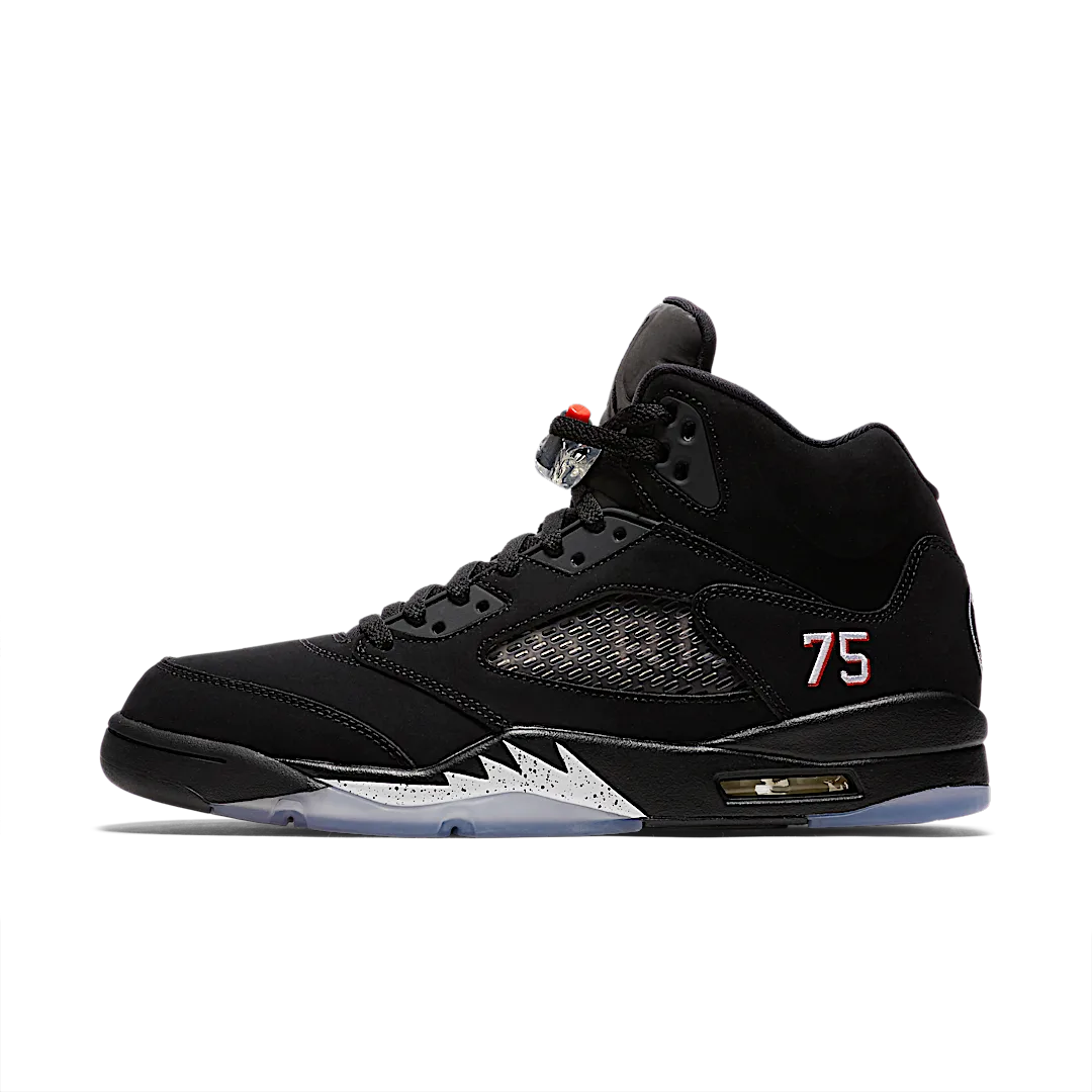 Air Jordan 5 Retro Paris Saint-Germain, Black/Challenge Red-White (AV9175-001)