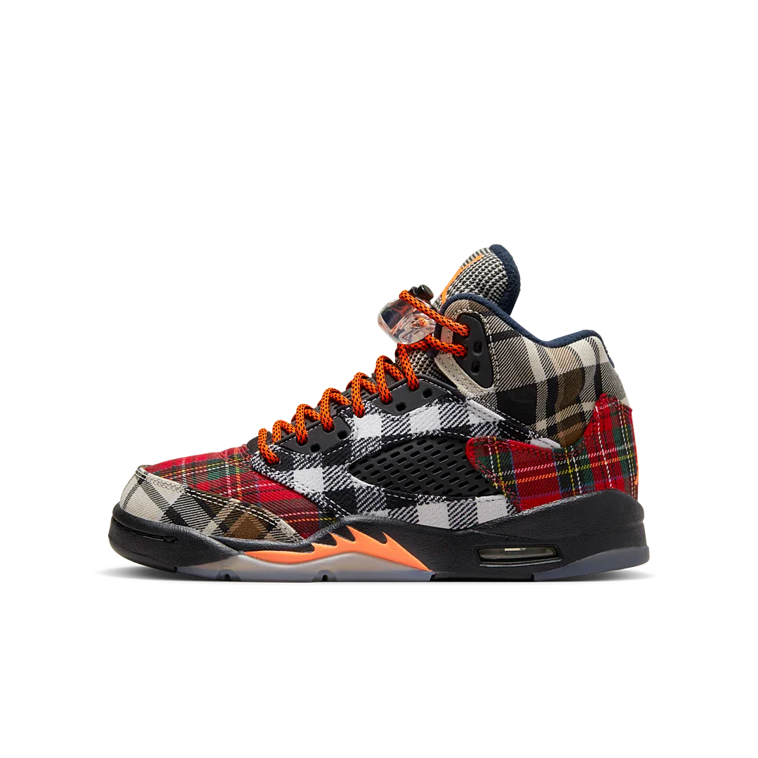 Air Jordan 5 Retro Plaid, Black/Total Orange/Dark Obsidian (FD4814-008)