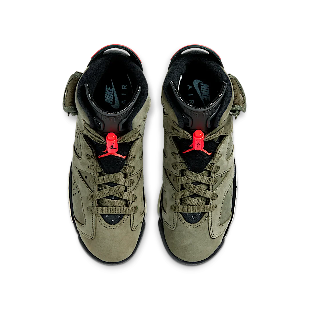 Air Jordan 6 Retro Travis Scott, Medium Olive/Black-Sail-University Red (CN1085-200)