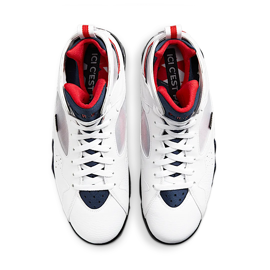Air Jordan 7 Retro BCFC Paris Saint-Germain PSG (2021), White/College Navy-Sport Royal-University Red (CZ0789-105)