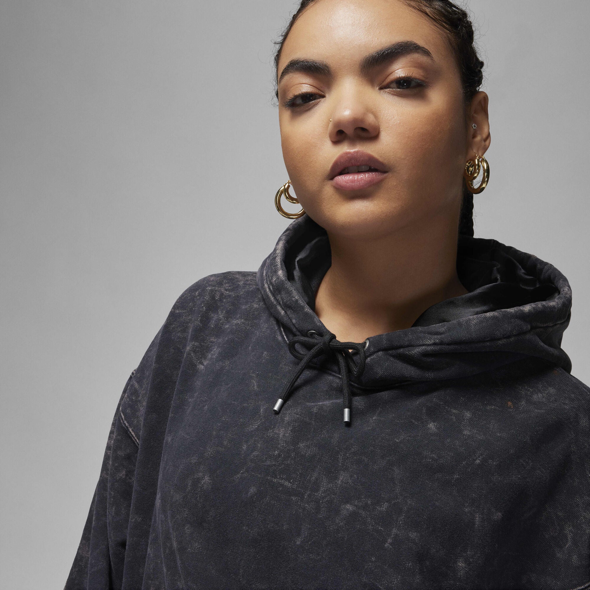 Air Jordan Flight Fleece Satin-Lined Washed Hoodie Black