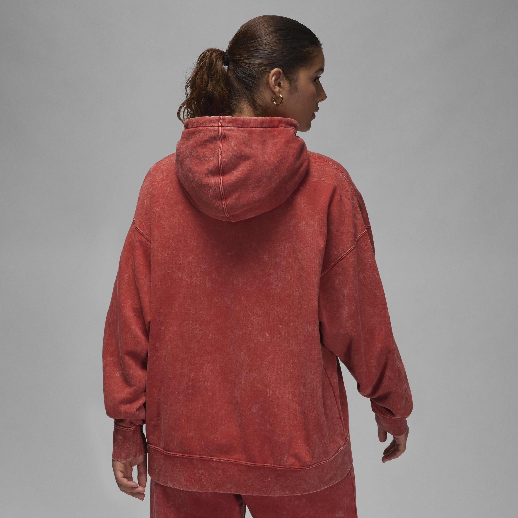 Air Jordan Flight Fleece Satin-Lined Washed Hoodie Dune Red