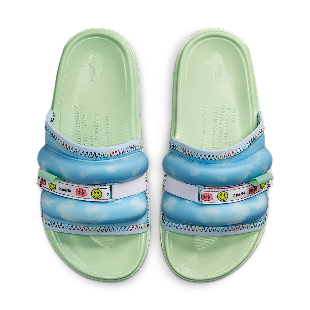 Air Jordan Super Play Slide J Balvin, Celestine Blue/Barely Green-Multi-Color (DR1330-413)