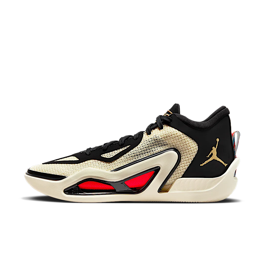 Air Jordan Tatum 1 Barbershop, Coconut Milk/Metallic Gold-Black-Laser Blue-Bright Crimson (DX5571-180/DX5574-180)