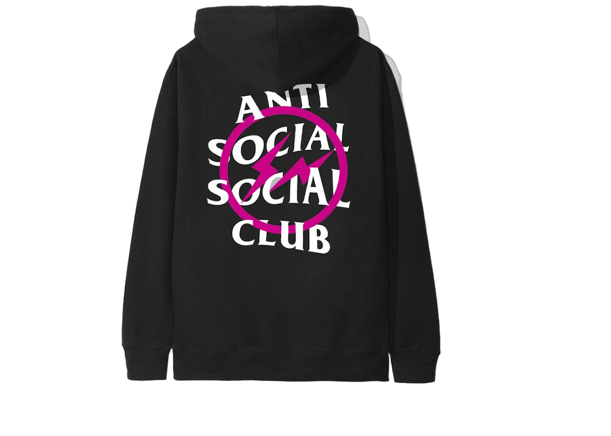 Anti Social Social Club x Fragment Pink Bolt Hoodie (FW19) Black