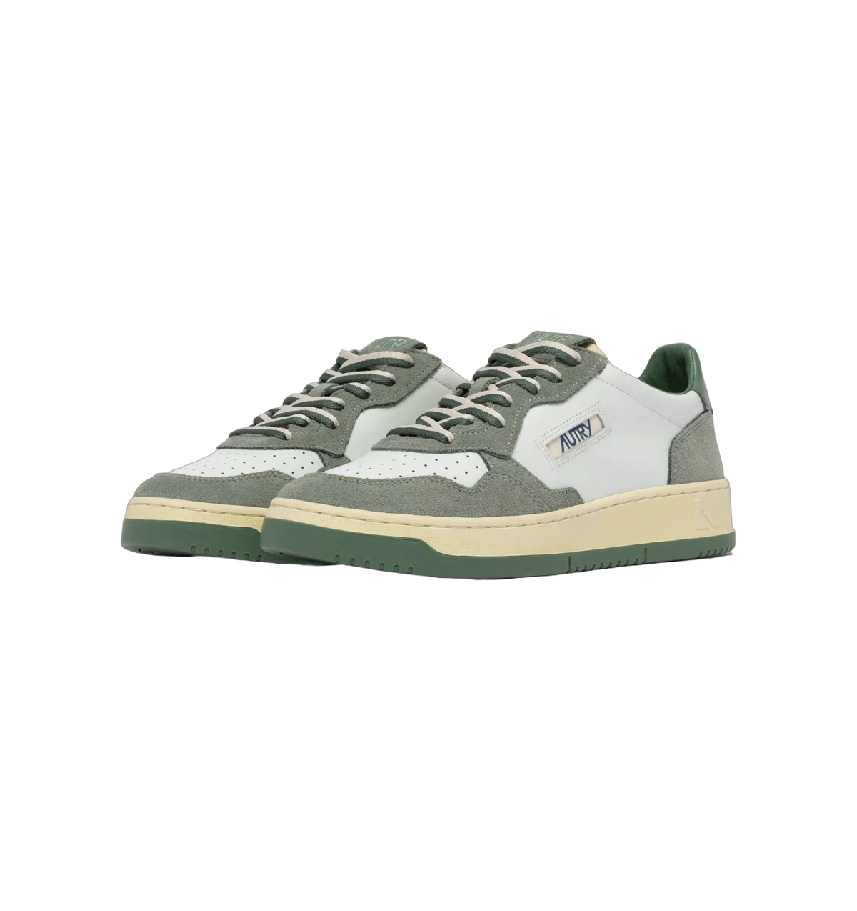 Autry Medalist Low White Military Green Sea Spray