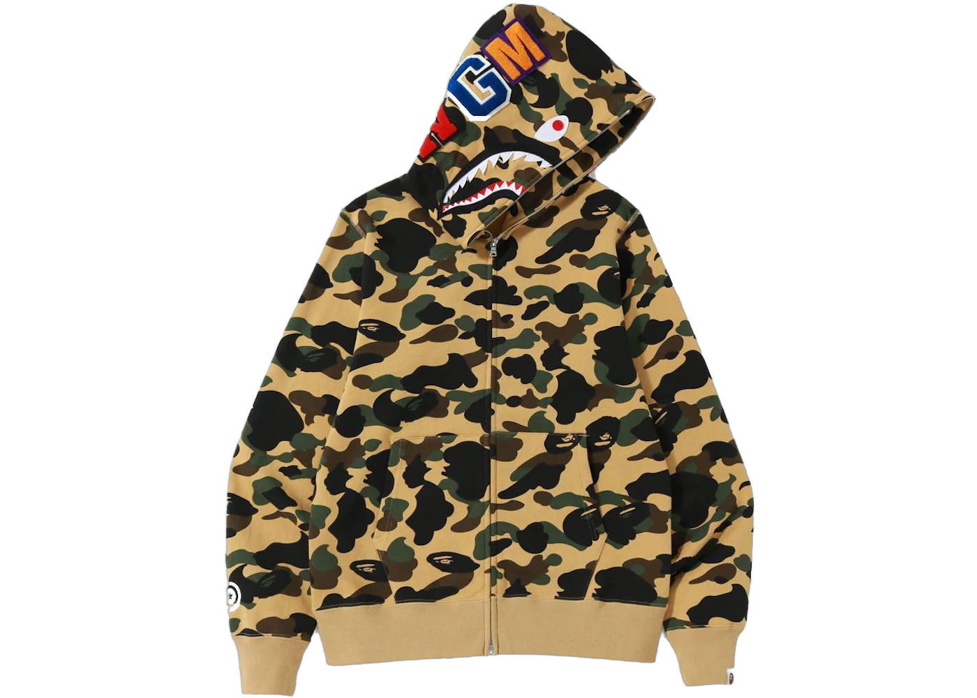 BAPE 1st Camo Shark WGM Full Zip Hoodie Yellow