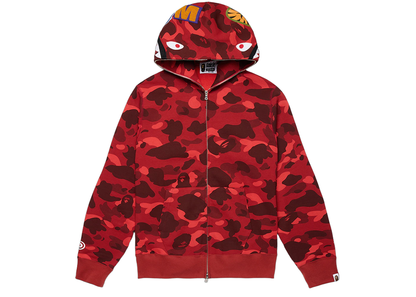 BAPE Color Camo Shark Full Zip Hoodie Red