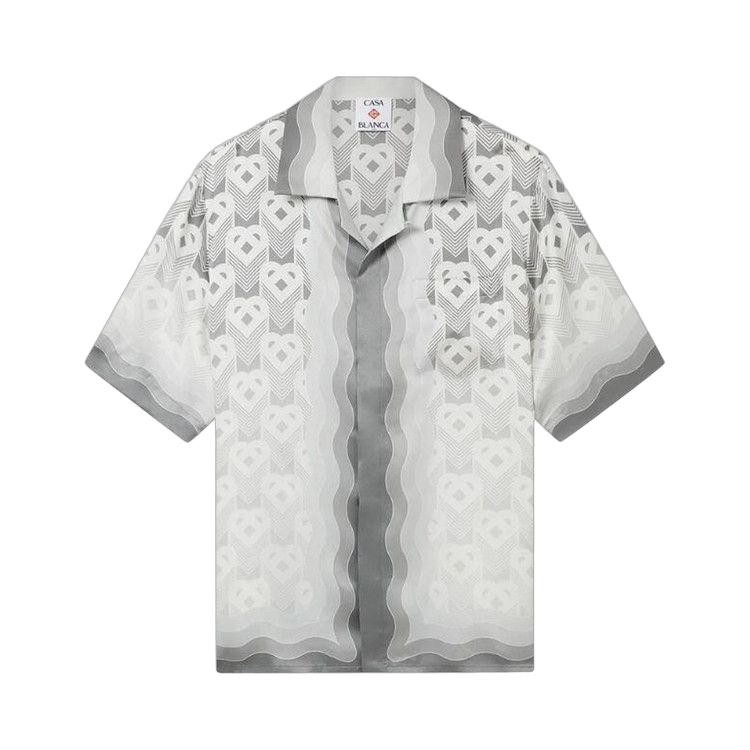 Casablanca Gradient Heart Monogram Short-Sleeve Silk Shirt Multicolor