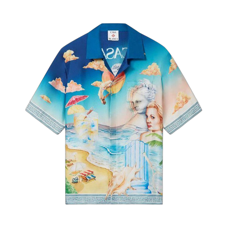 Casablanca Le Plongeon Short-Sleeve Silk Shirt Multicolor