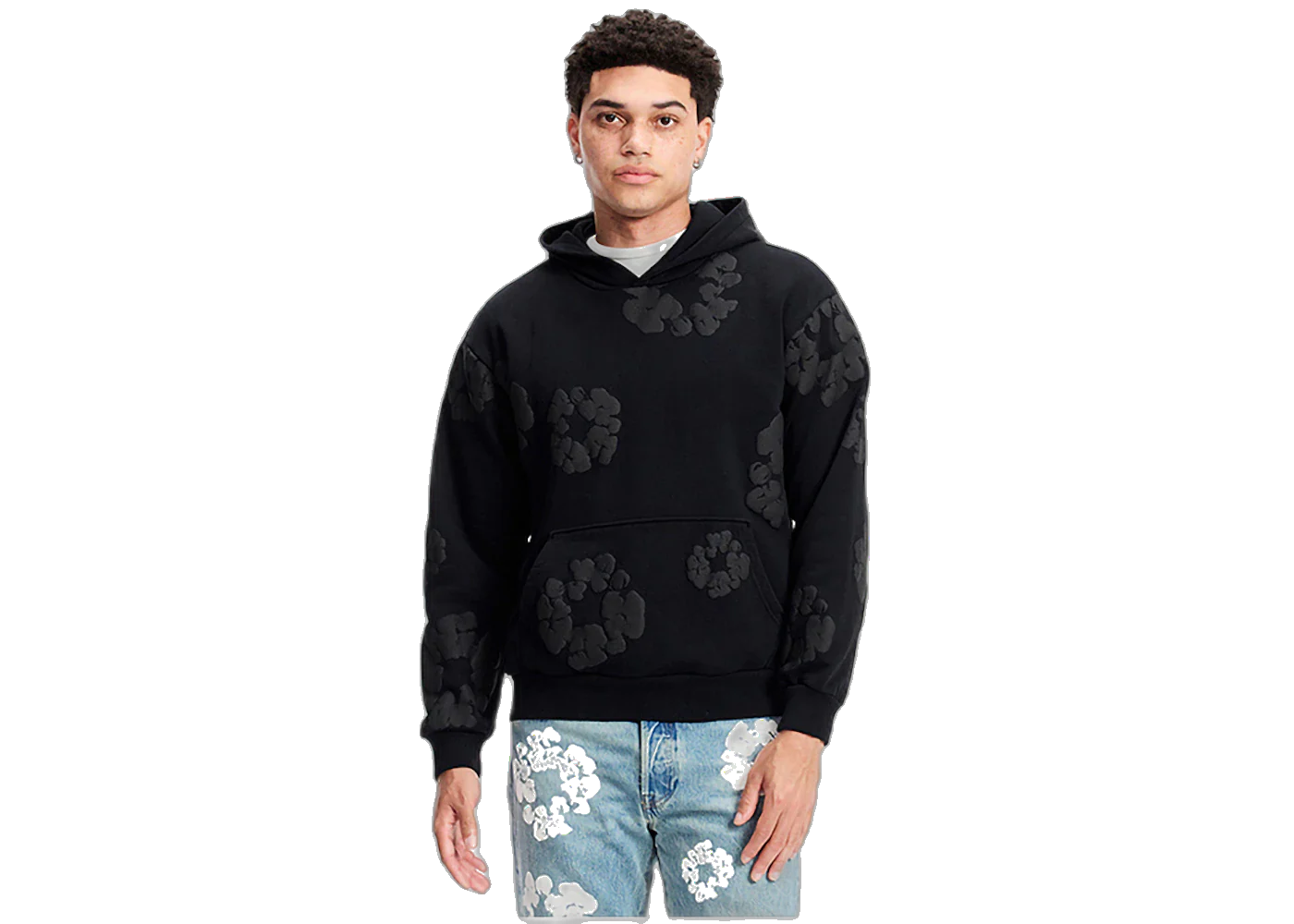 Denim Tears Cotton Wreath Hoodie Black Monochrome