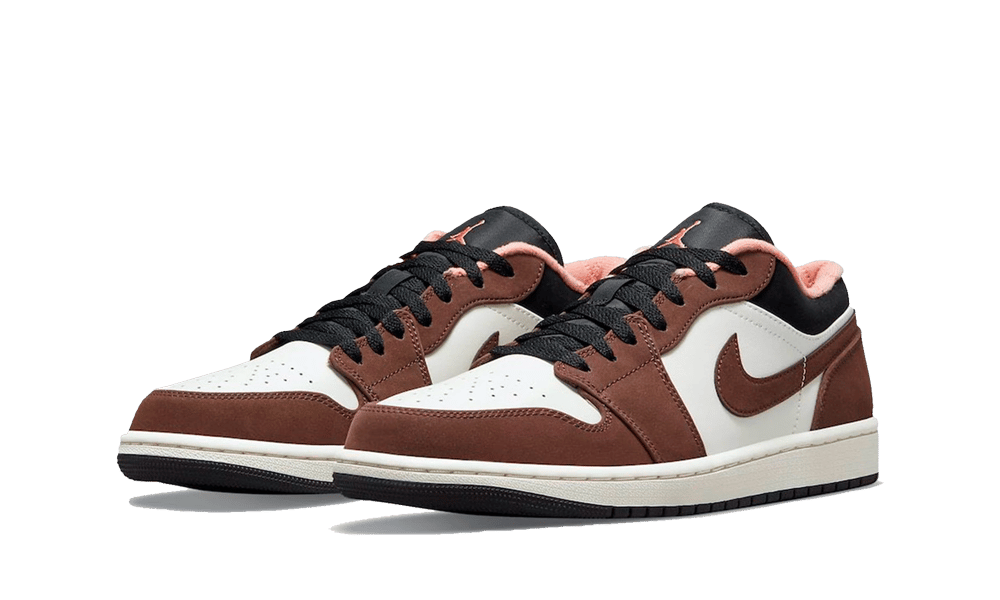 Air Jordan 1 Low Mocha, Light Chocolate/Crimson Bliss-Black-Sail (DC6991-200 / DM0589-200)