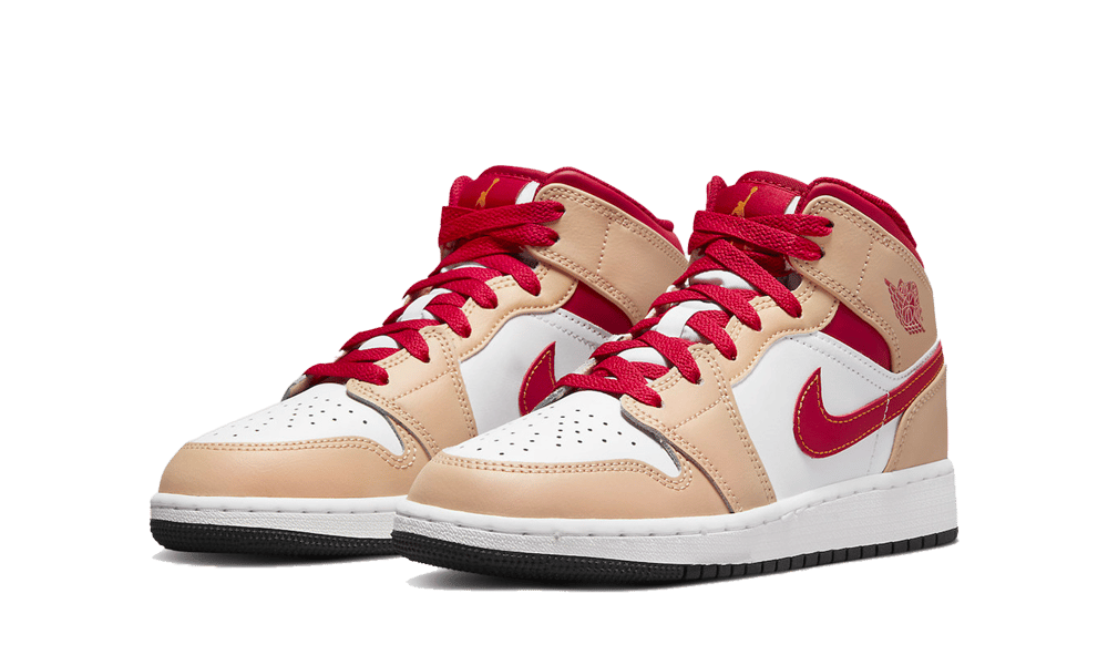 Air Jordan 1 Mid Light Curry Cardinal