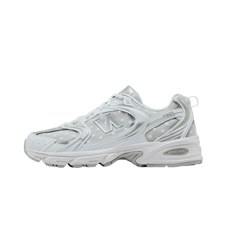 New Balance 530 Silver Metallic Polka Dots, White/Silver Metallic (U530HFW)
