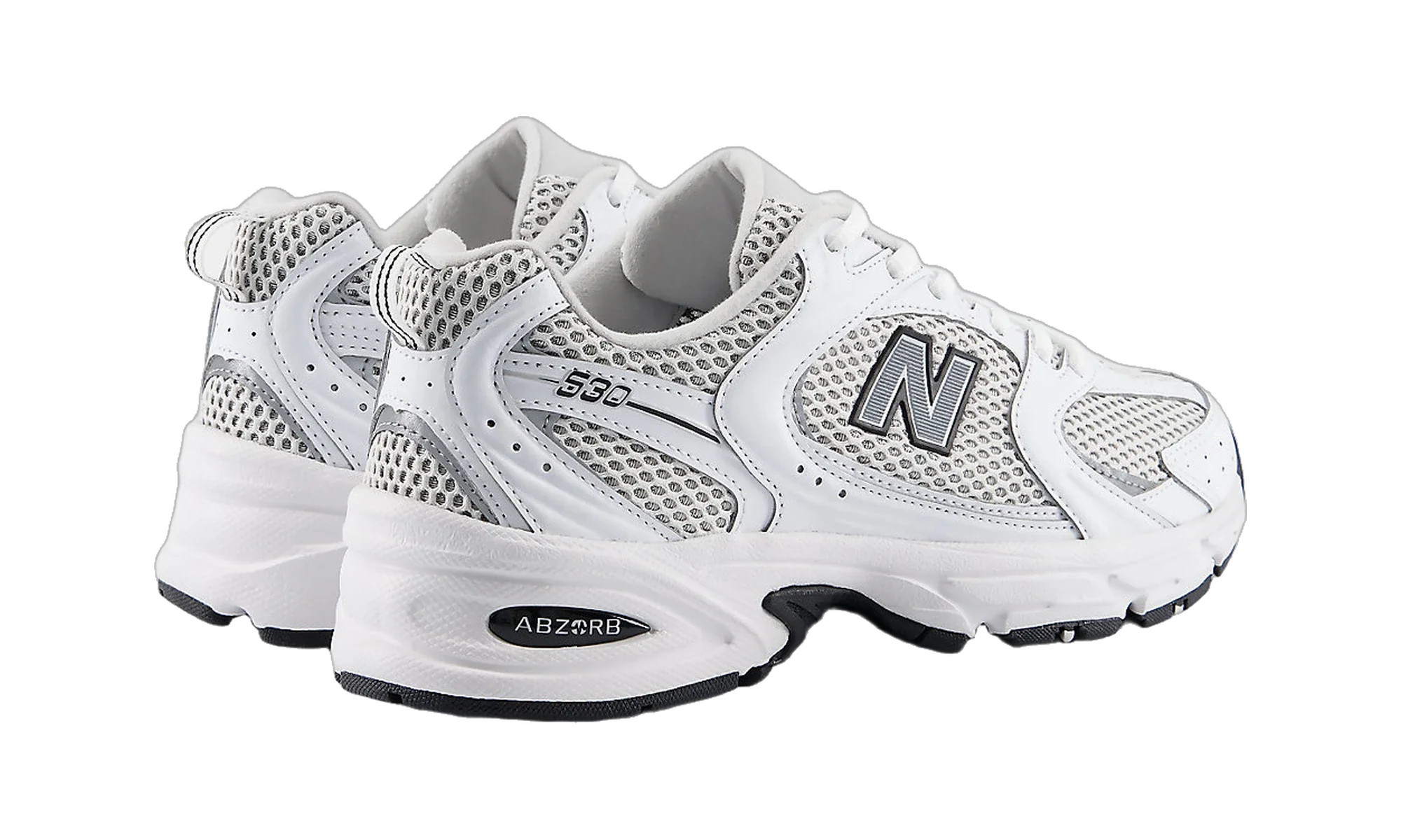 New Balance 530 White Silver Metallic Black Sole