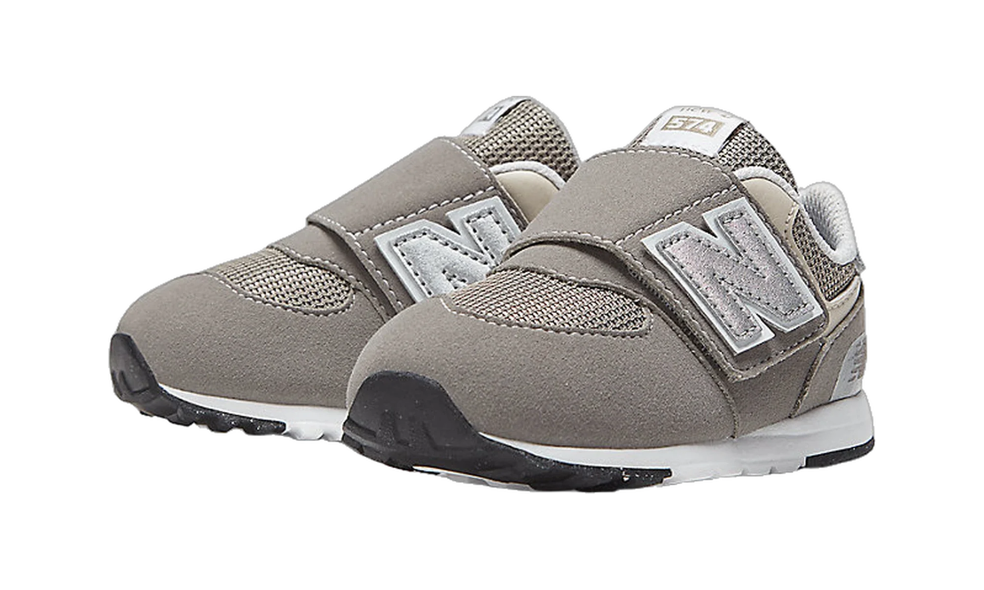 New Balance 574 Hook and Loop Rain Cloud Silver Metallic (TD)