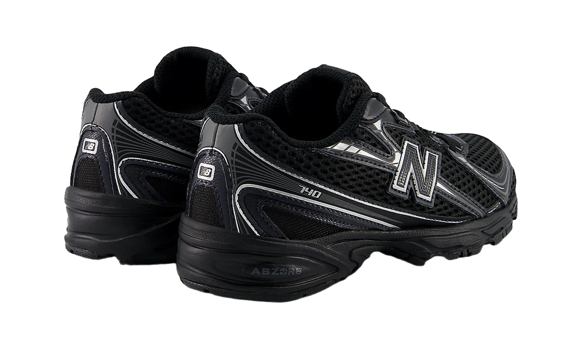 New Balance 740 Bungee Lace Black Grey Silver (PS)