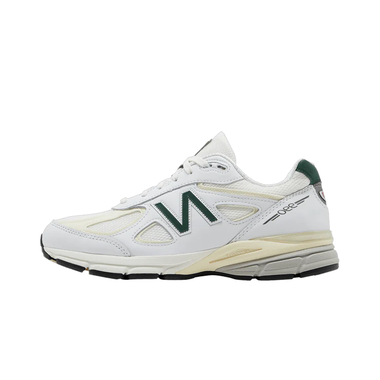 New Balance 990v4 MiUSA White Green, Calcium/Forest Green (U990TC4)