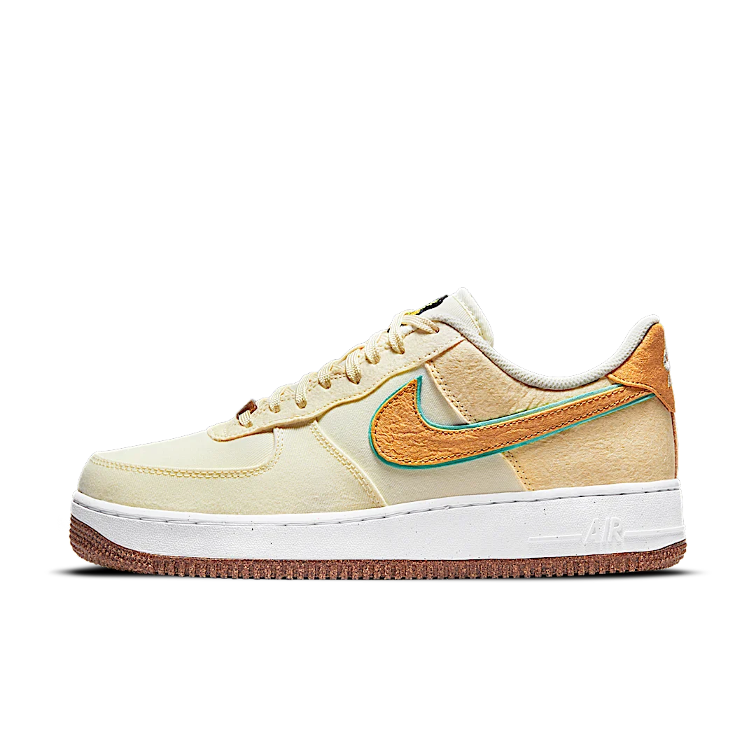 Nike Air Force 1 Low Happy Pineapple Coconut Milk, Coconut Milk/Green Glow-Natural-Metallic Gold (CZ1631-100)