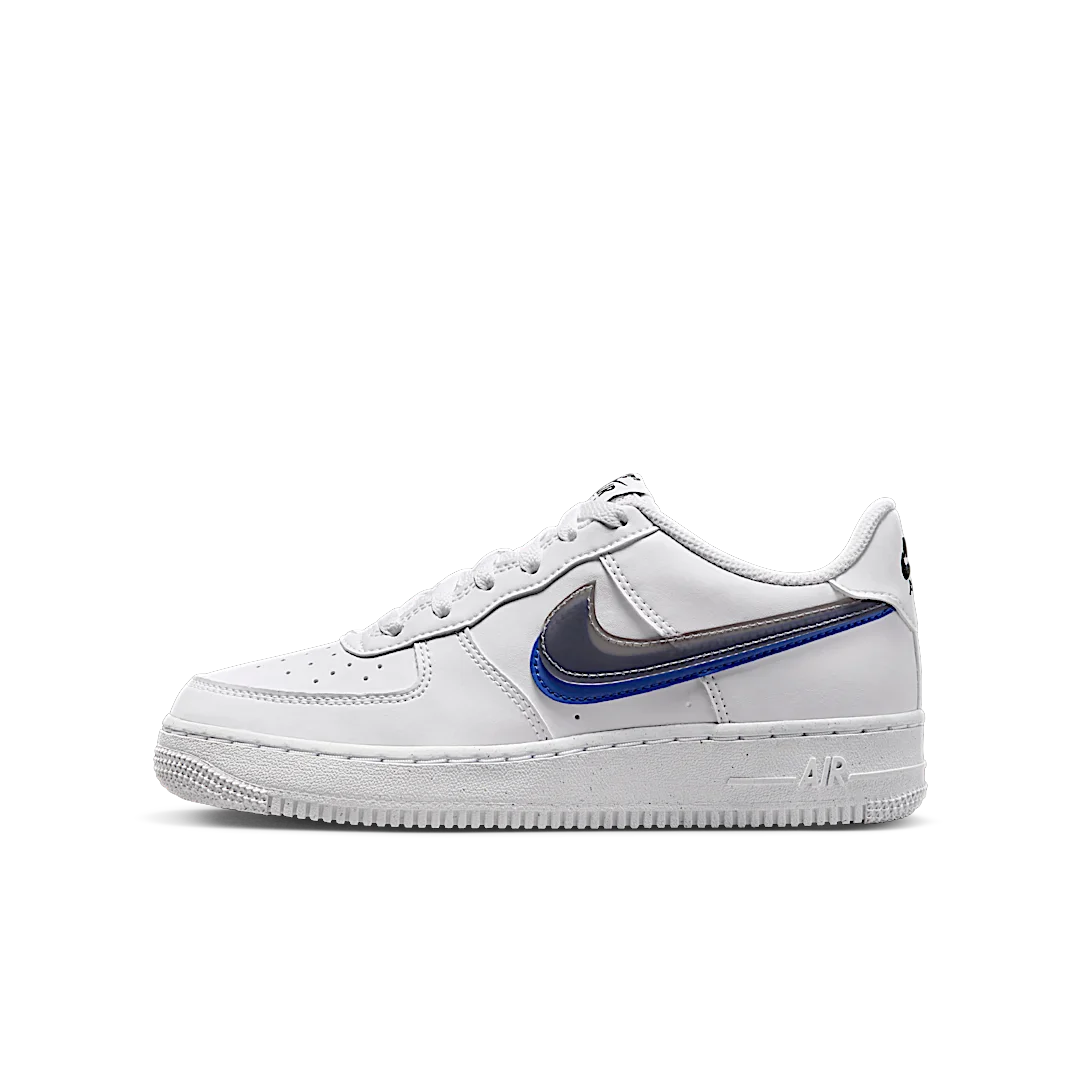 Nike Air Force 1 Low Impact Next Nature Double Swoosh White Black Blue, White/Black-Hyper Royal-Summit White (FD0688-100)