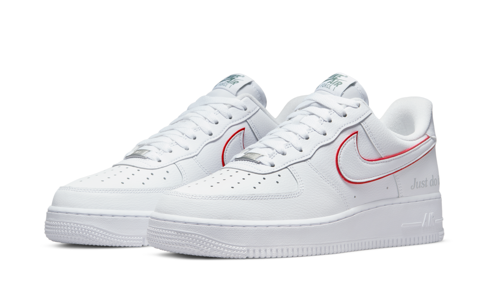 Nike Air Force 1 Low Just Do It White Noble Green Metallic Silver University Red