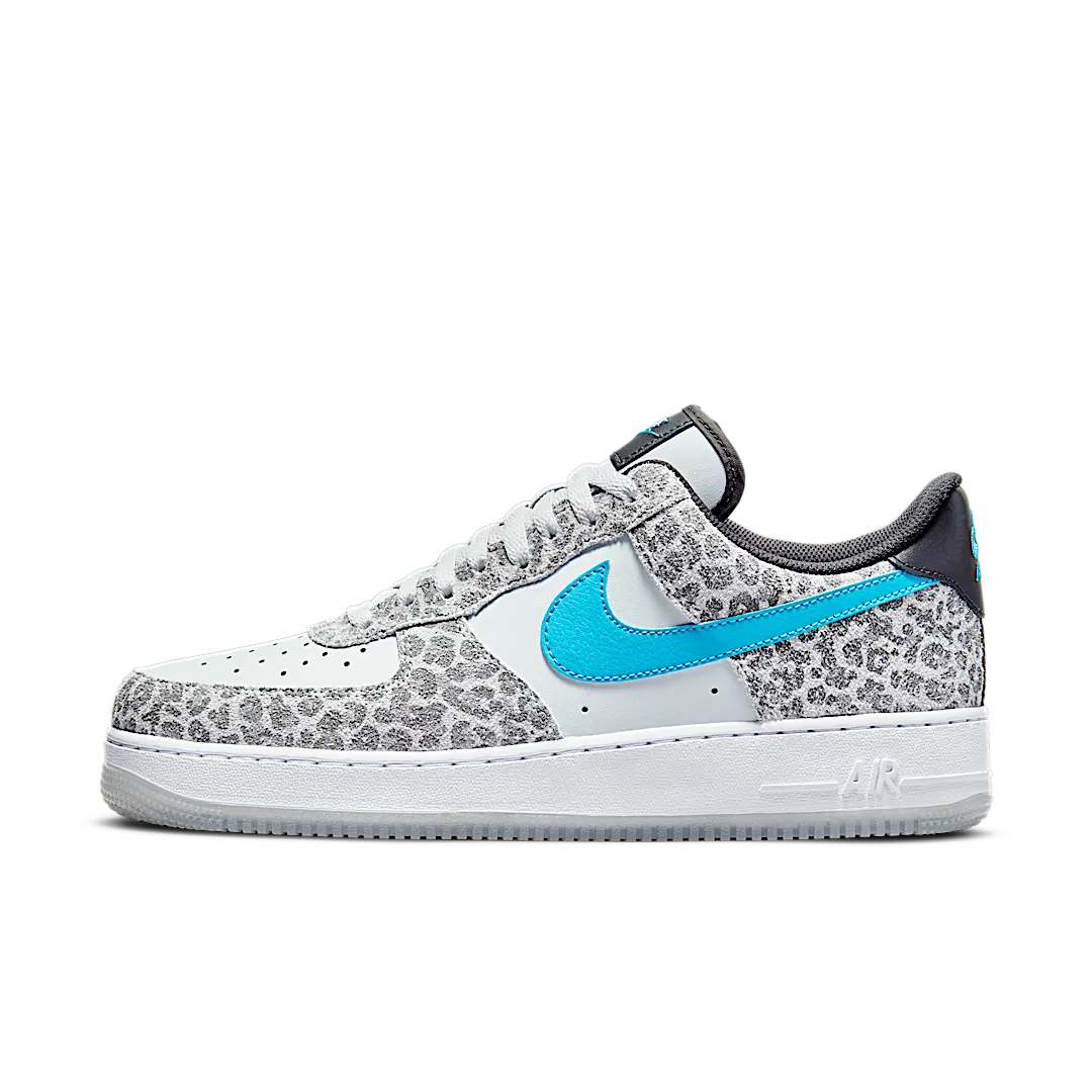 Nike Air Force 1 Low Leopard, Pure Platinum/Black-Particle Grey-Light Blue Fury (DJ6192-001)