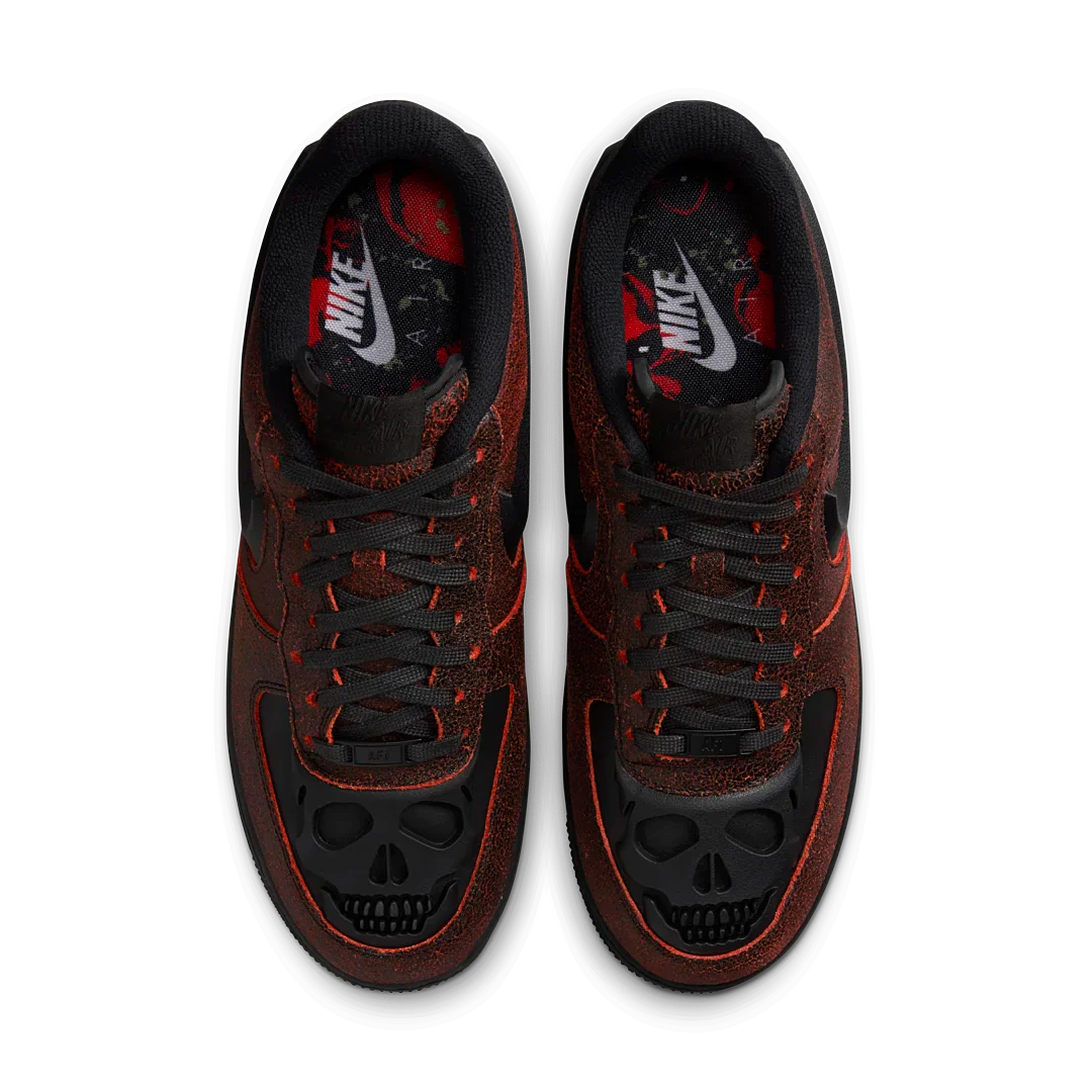 Nike Air Force 1 Low Retro QS Halloween Skull, Black/Black/Crimson (HV2016-001)