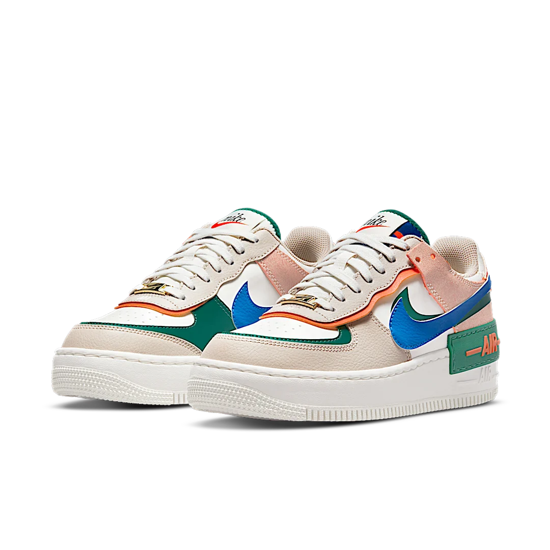 Nike Air Force 1 Low Shadow Sail Signal Blue Green, Sail/Signal Blue/Green Noise/Cream (CI0919-109)